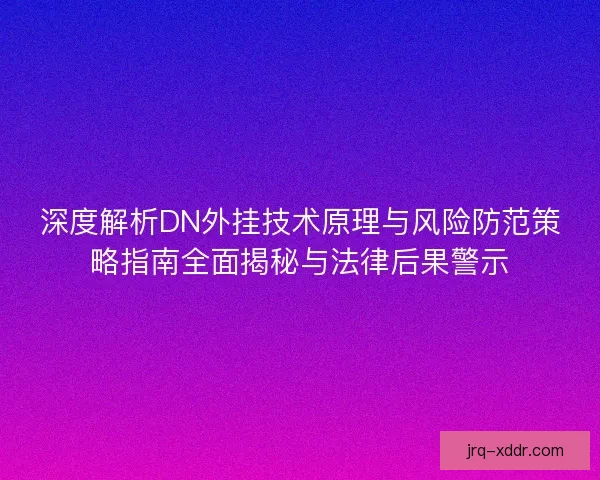 深度解析DN外挂技术原理与风险防范策略指南全面揭秘与法律后果警示